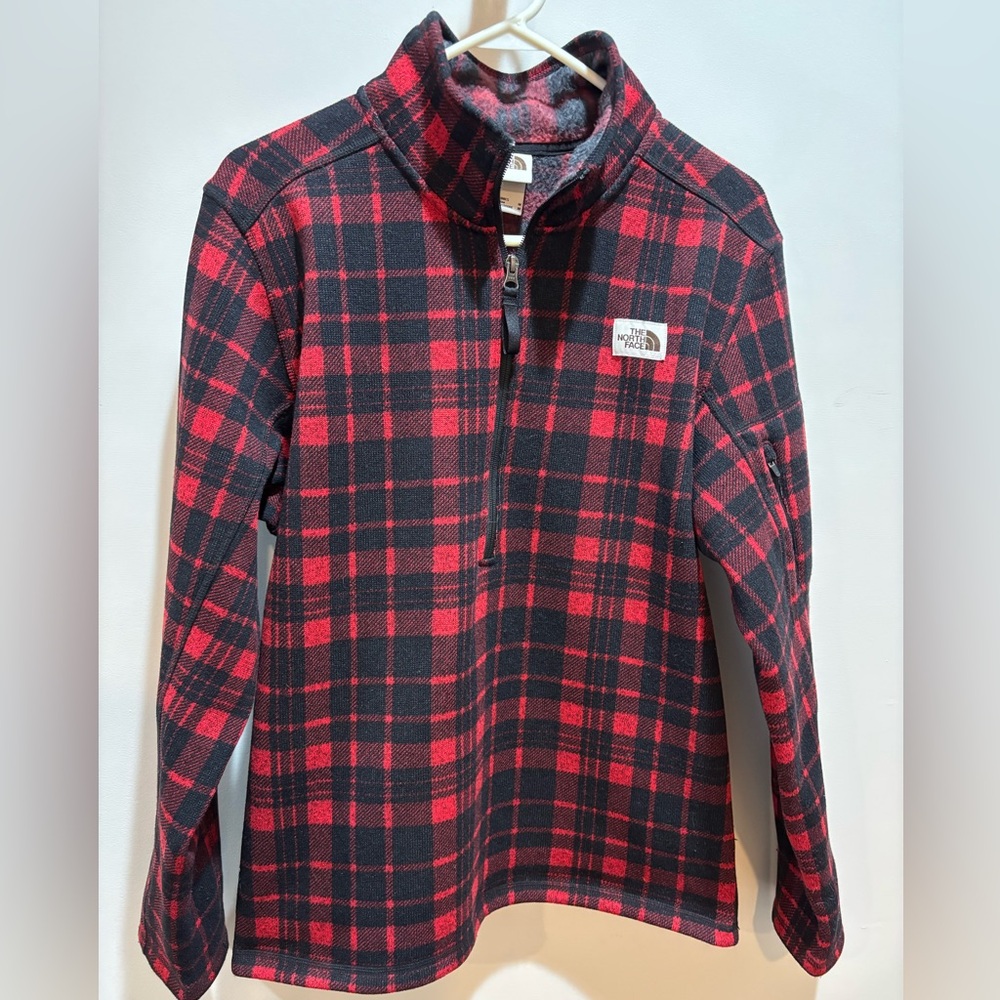 The North Face Red and Black Checkered Pullover